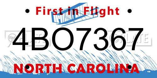 4BO7367 North Carolina License Plate