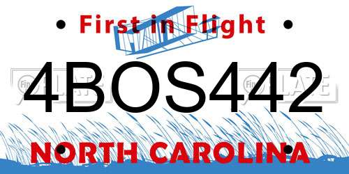 4BOS442 North Carolina License Plate