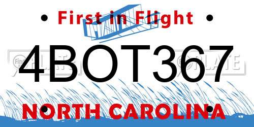 4BOT367 North Carolina License Plate