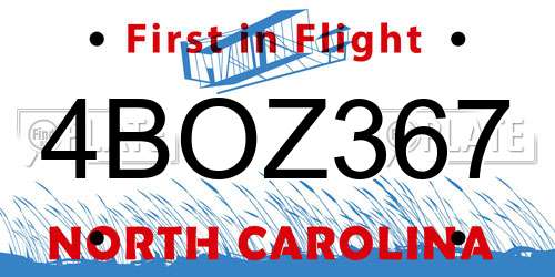 4BOZ367 North Carolina License Plate