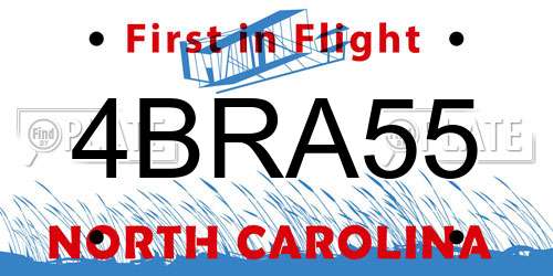 4BRA55 North Carolina License Plate
