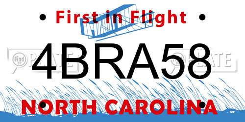 4BRA58 North Carolina License Plate