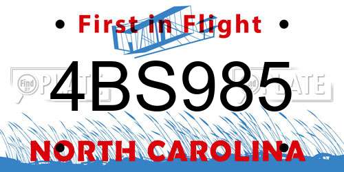 4BS985 North Carolina License Plate