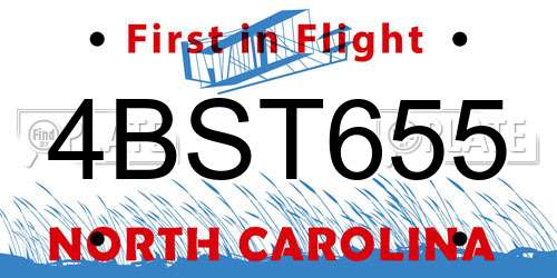 4BST655 North Carolina License Plate
