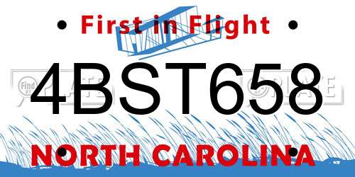 4BST658 North Carolina License Plate