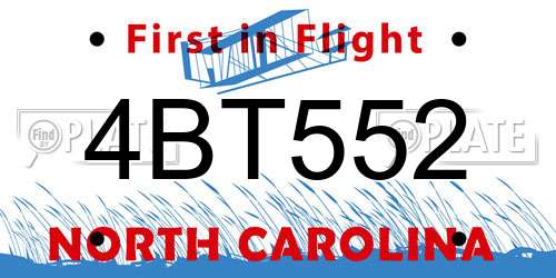 4BT552 North Carolina License Plate