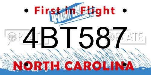 4BT587 North Carolina License Plate