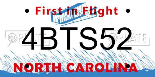 4BTS52 North Carolina License Plate