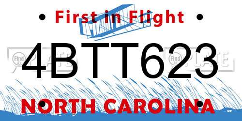 4BTT623 North Carolina License Plate