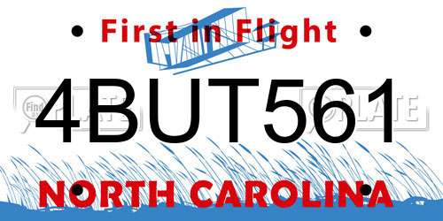 4BUT561 North Carolina License Plate