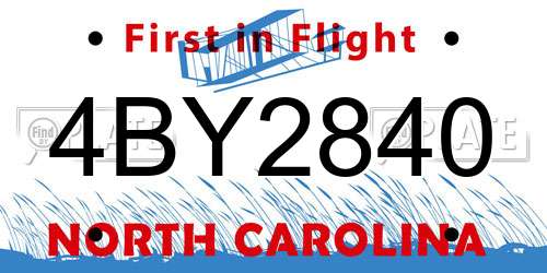 4BY2840 North Carolina License Plate
