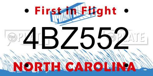 4BZ552 North Carolina License Plate