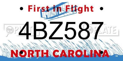 4BZ587 North Carolina License Plate