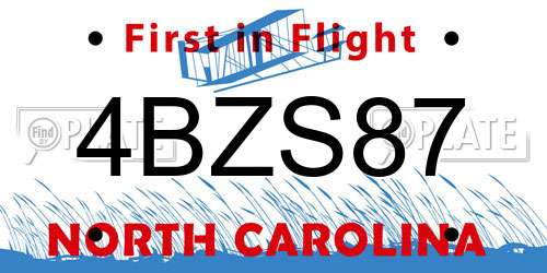 4BZS87 North Carolina License Plate