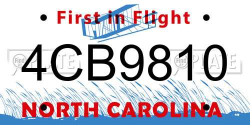 4CB9810 North Carolina License Plate