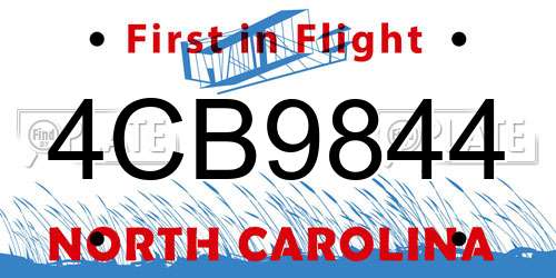 4CB9844 North Carolina License Plate