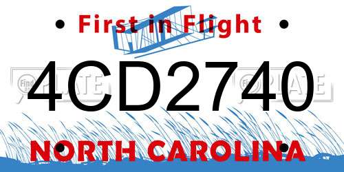 4CD2740 North Carolina License Plate