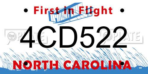 4CD522 North Carolina License Plate
