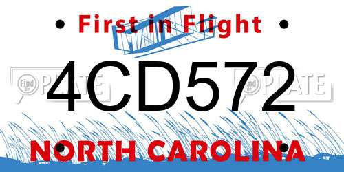 4CD572 North Carolina License Plate