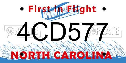 4CD577 North Carolina License Plate