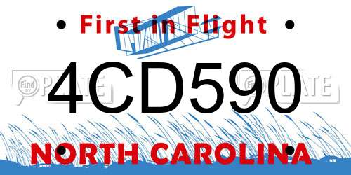4CD590 North Carolina License Plate