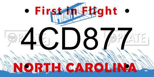 4CD877 North Carolina License Plate