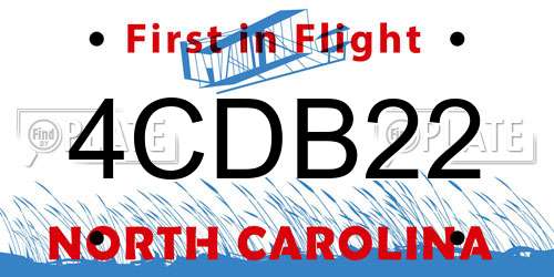 4CDB22 North Carolina License Plate