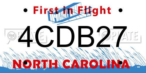 4CDB27 North Carolina License Plate