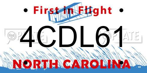 4CDL61 North Carolina License Plate