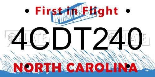 4CDT240 North Carolina License Plate