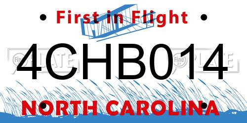 4CHB014 North Carolina License Plate