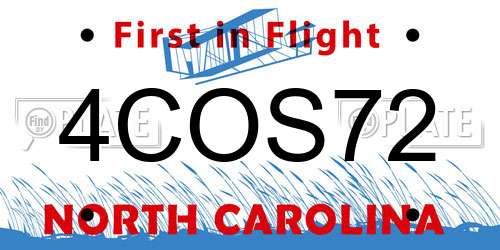 4COS72 North Carolina License Plate