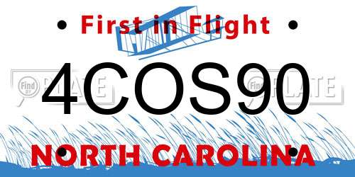 4COS90 North Carolina License Plate