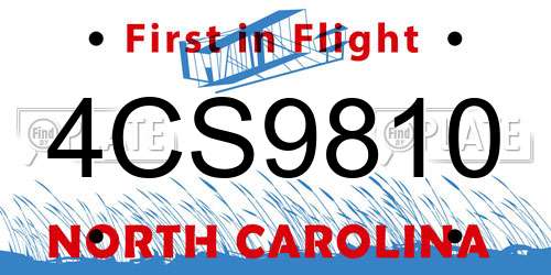 4CS9810 North Carolina License Plate