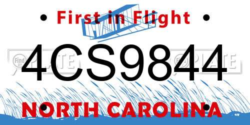 4CS9844 North Carolina License Plate