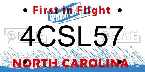 4CSL57 North Carolina License Plate