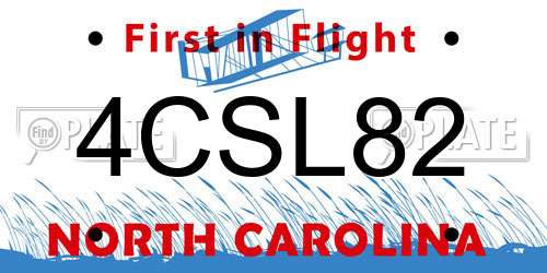 4CSL82 North Carolina License Plate