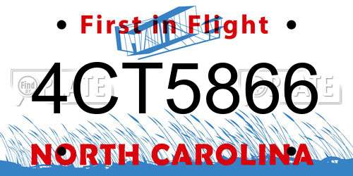 4CT5866 North Carolina License Plate