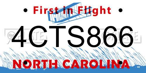4CTS866 North Carolina License Plate