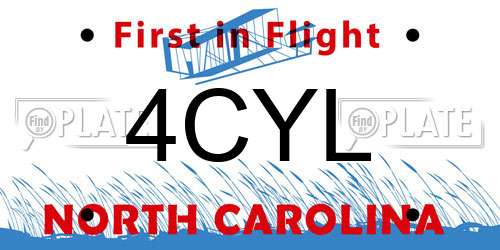 4CYL North Carolina License Plate