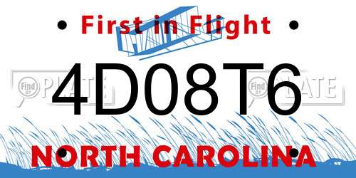 4D08T6 North Carolina License Plate