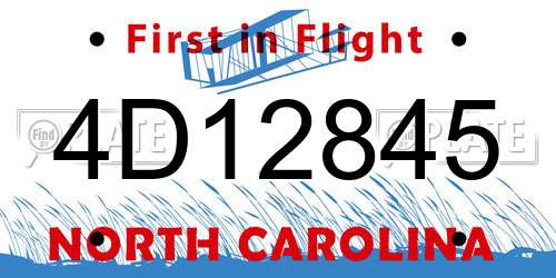 4D12845 North Carolina License Plate