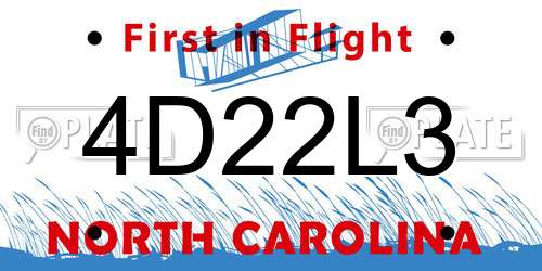 4D22L3 North Carolina License Plate