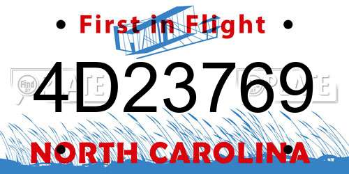 4D23769 North Carolina License Plate