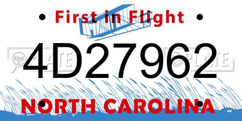 4D27962 North Carolina License Plate