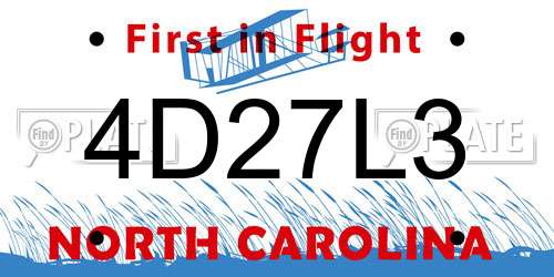 4D27L3 North Carolina License Plate