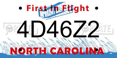 4D46Z2 North Carolina License Plate
