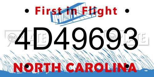 4D49693 North Carolina License Plate