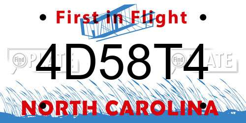 4D58T4 North Carolina License Plate