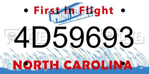 4D59693 North Carolina License Plate
